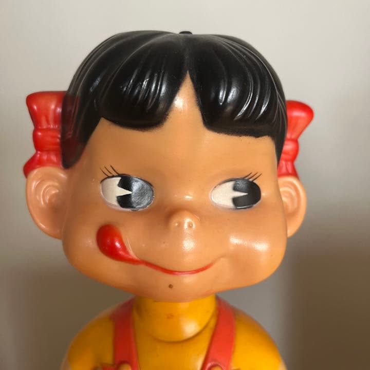 不二家 ペコちゃん首振り人形 昭和レトロ ソフトビニール製 1980〜1985
